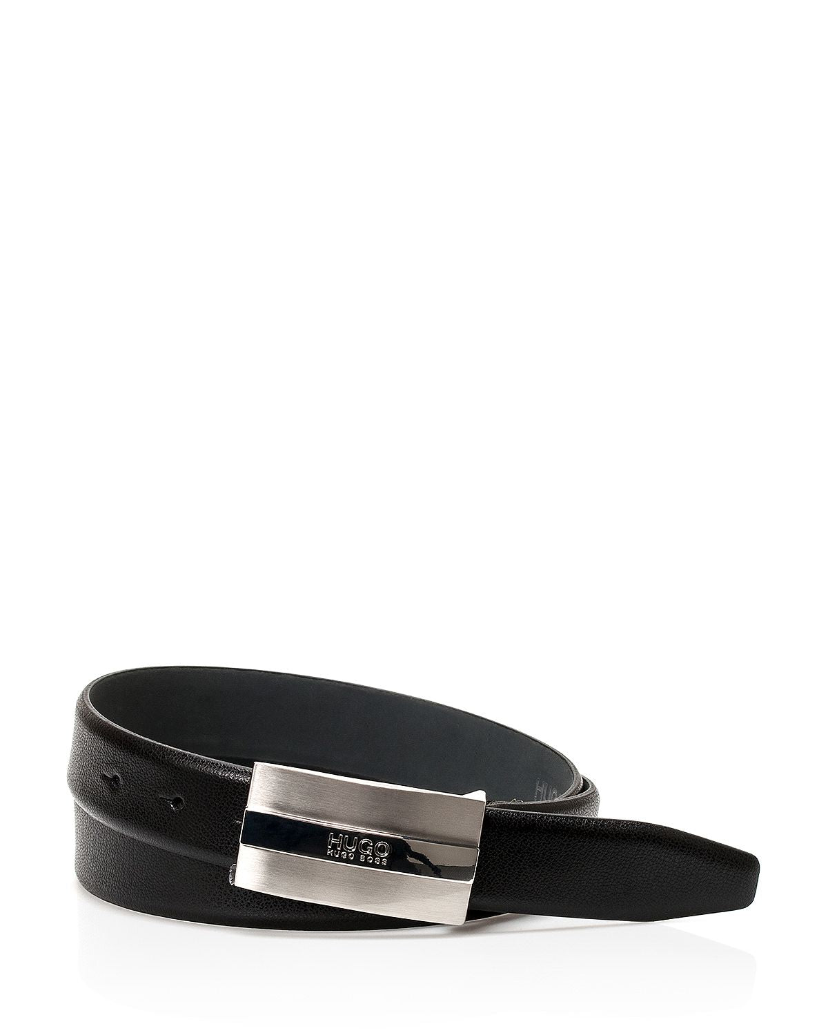 Boss Hugo Boss Hugo Boss Baxter Plaque Leather Belt Black