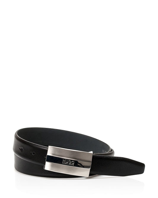 Boss Hugo Boss Hugo Boss Baxter Plaque Leather Belt Black