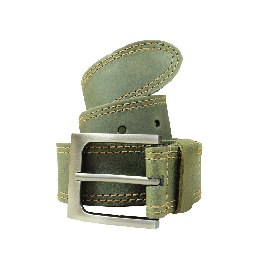 Two Row Stitch Leather Belt