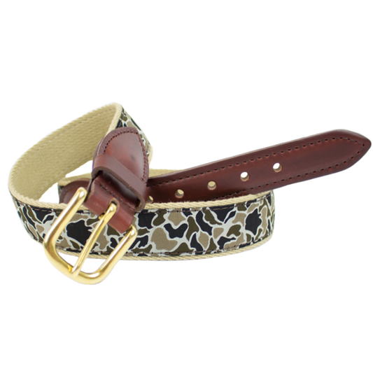 Old School Ribbon Belt in Duck Camo by Over Under Clothing - Country Club Prep