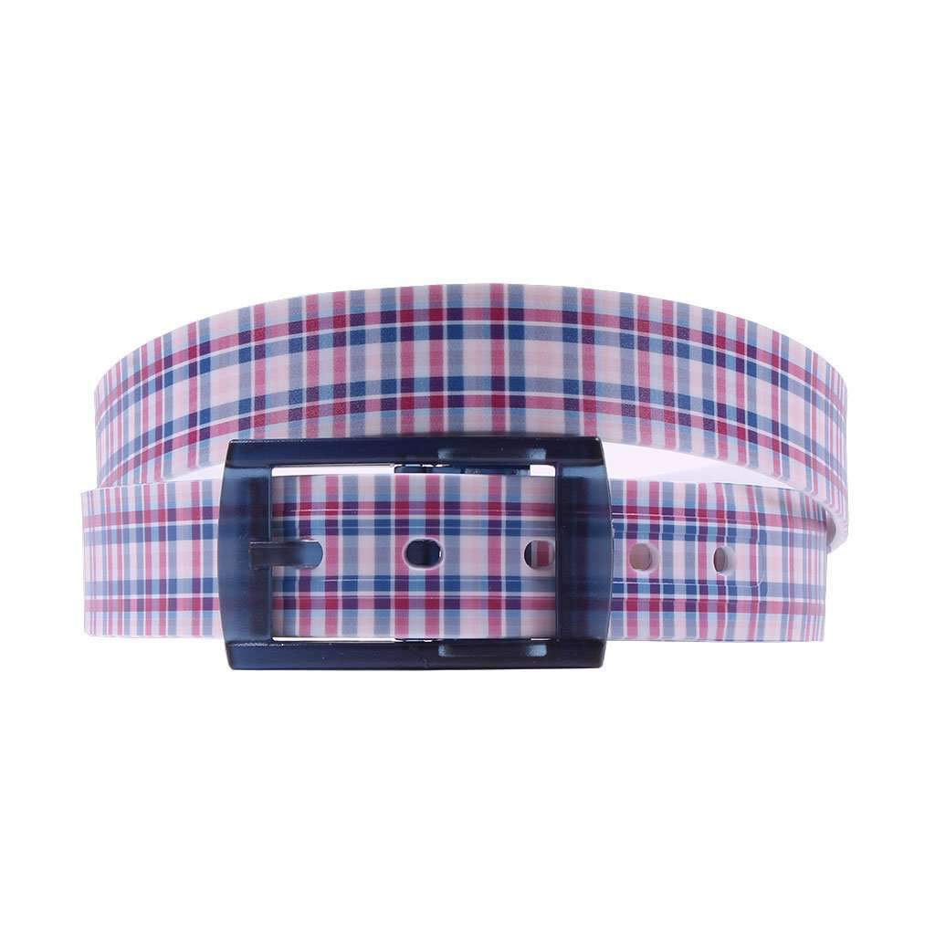 Spring Plaid Classic Belt with Navy Buckle by C4 Belts