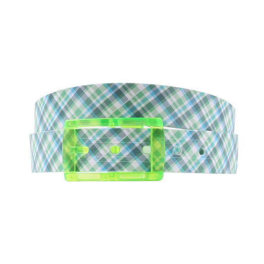 Summer Plaid Green Classic Belt with Green Buckle by C4 Belts