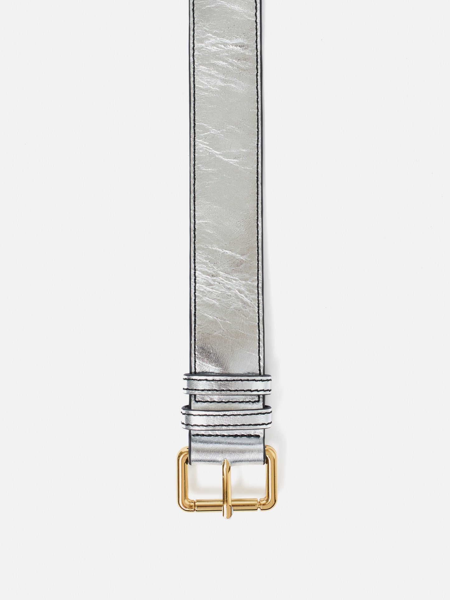 Metallic Leather Belt | Silver