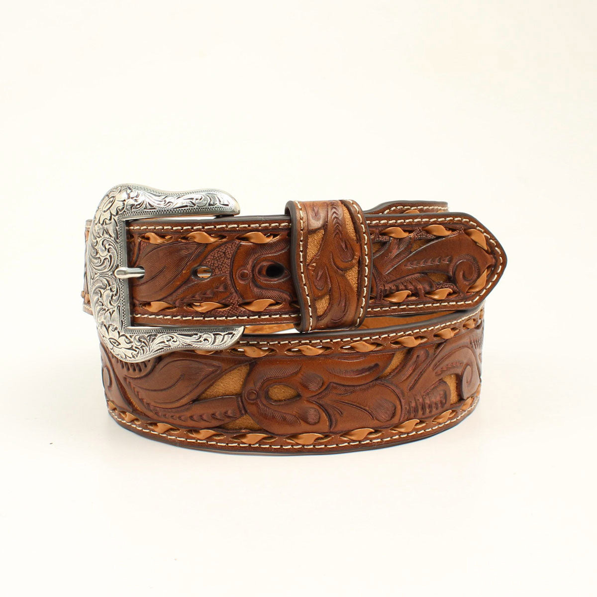 Nocona Men's Tan and Brown Floral Belt