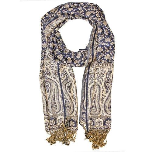 Reversible Scarf Pattern Patola Style Dark Paisley Print Botanical - zoter Shop