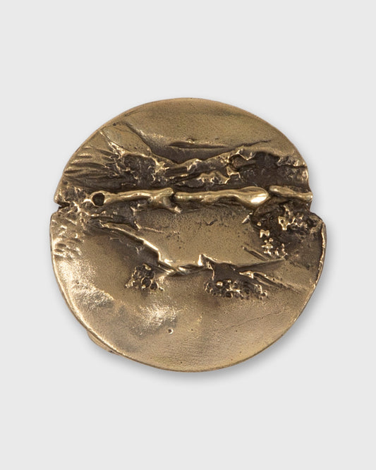 Round Abstract Belt Buckle in Brass