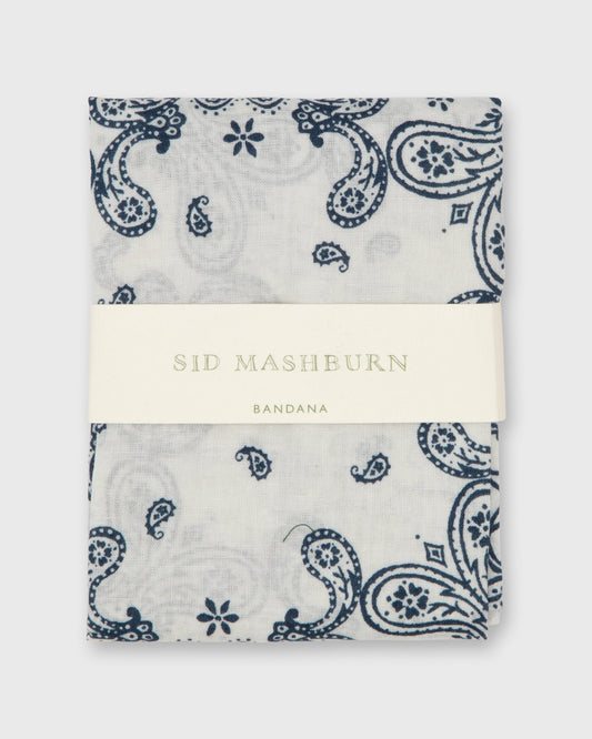 Bandana in White/Blue Paisley