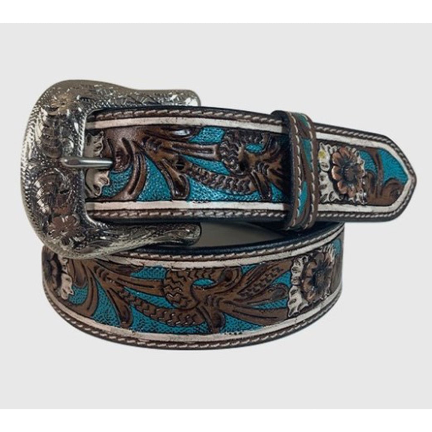 Roper Women's Brown Floral Tooled Belt