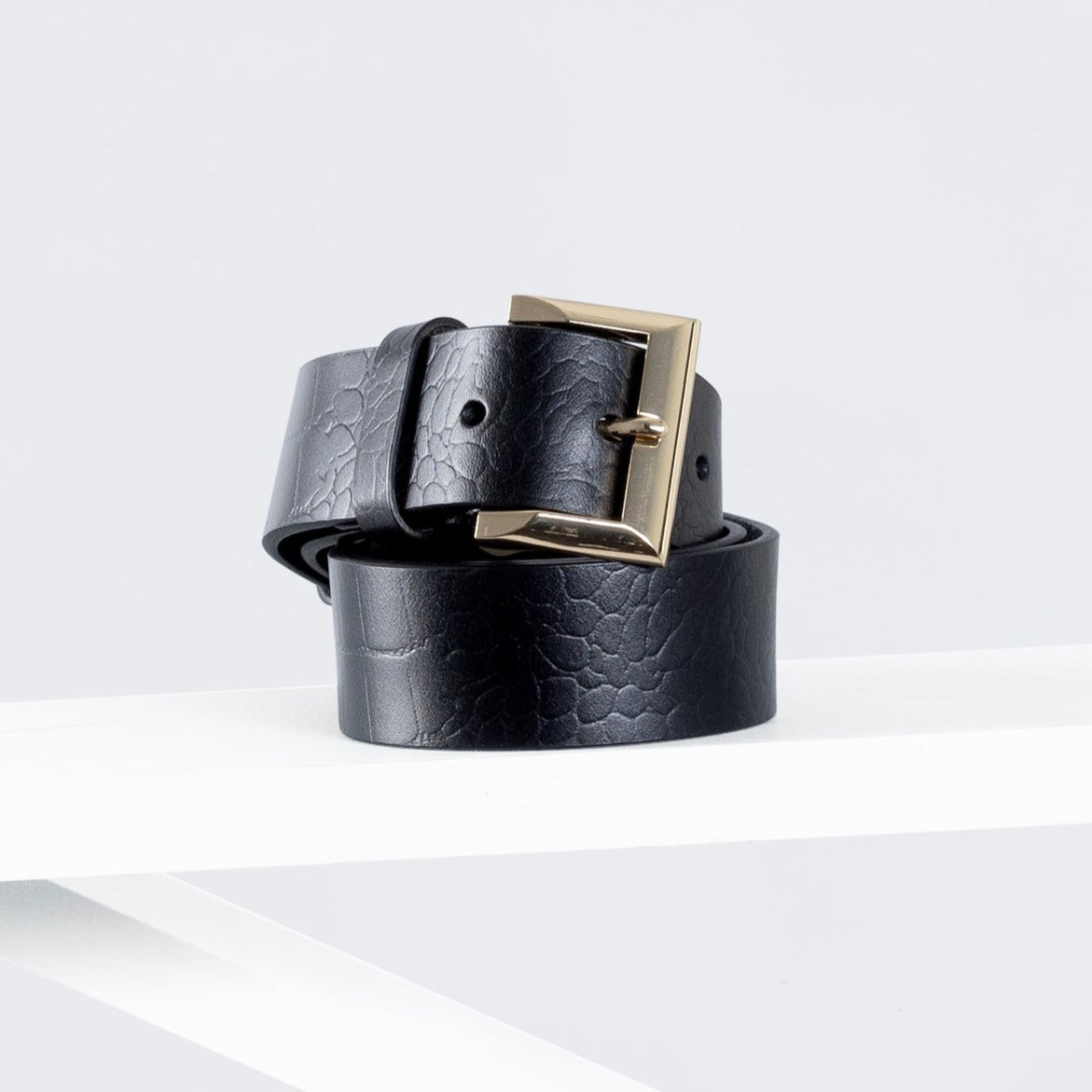 Signature Leather Belt 34mm | gold black croc print