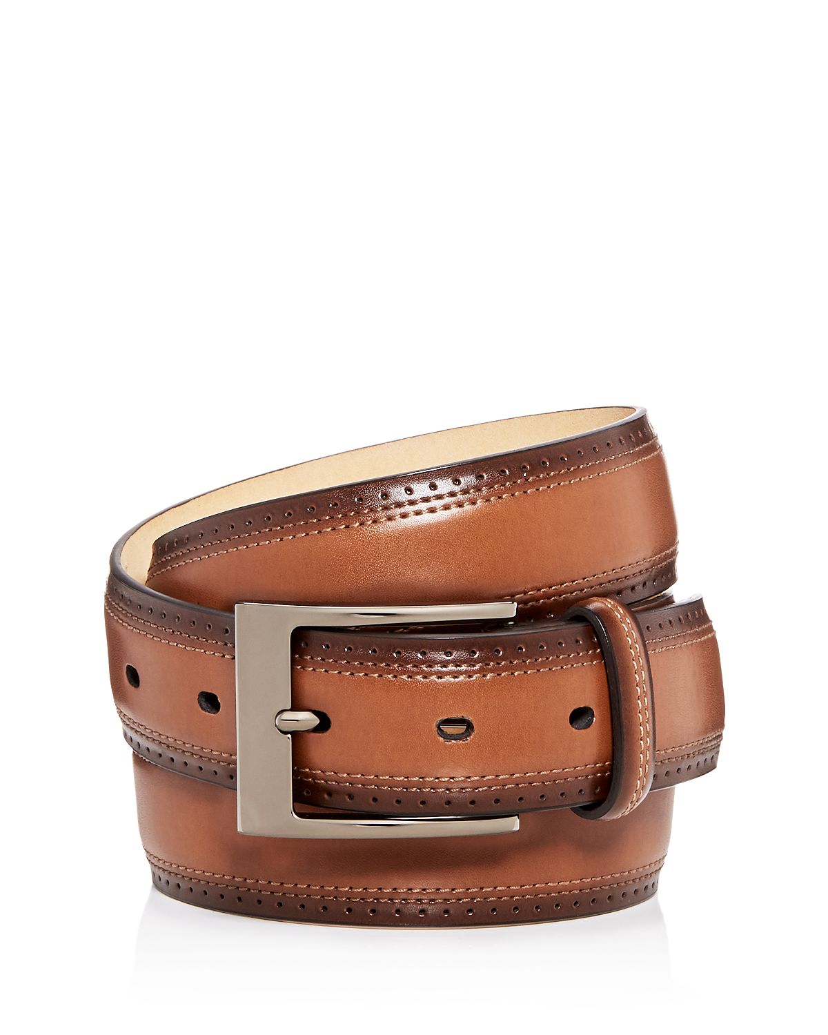 The Men's's Store At Wing Tip Burnished Leather Belt Tan