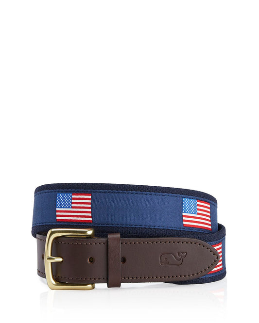Vineyard Vines American Flags Canvas Club Belt Navy