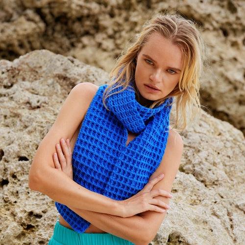 WAFFLE Crochet Scarf in Savoy Blue - zoter Shop