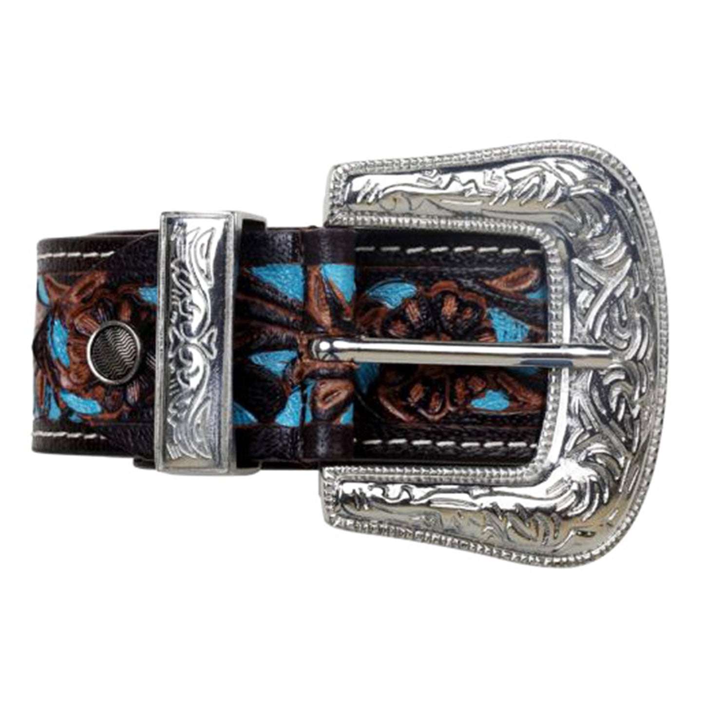 Myra Bags Women's Brown Turquoise Inlay Floral Belt