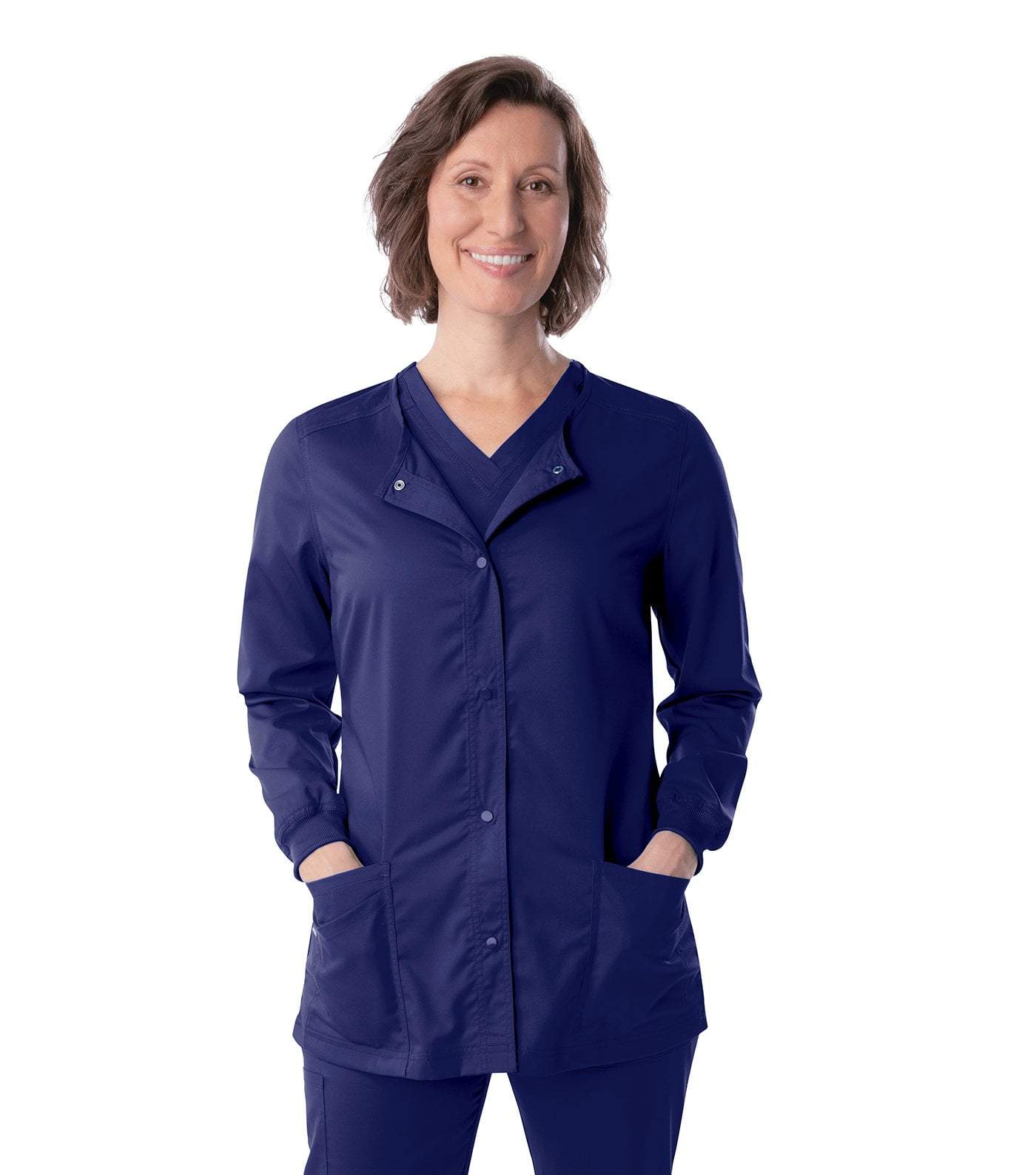 Women's Crewneck Warm Up Jacket w/Knit Cuffs, XL to 5XL, by Landau