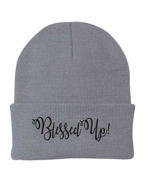 Beanie Cap / Blessed Up Embroidered Graphic - Cuffed Knit Hat - zoter Shop