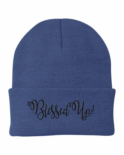 Beanie Cap / Blessed Up Embroidered Graphic - Cuffed Knit Hat - zoter Shop