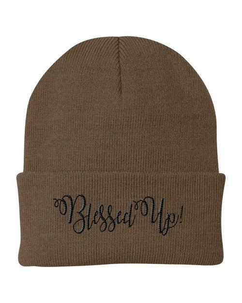Beanie Cap / Blessed Up Embroidered Graphic - Cuffed Knit Hat - zoter Shop
