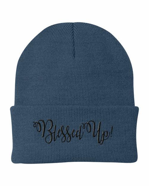 Beanie Cap / Blessed Up Embroidered Graphic - Cuffed Knit Hat - zoter Shop