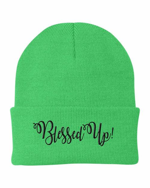 Beanie Cap / Blessed Up Embroidered Graphic - Cuffed Knit Hat - zoter Shop