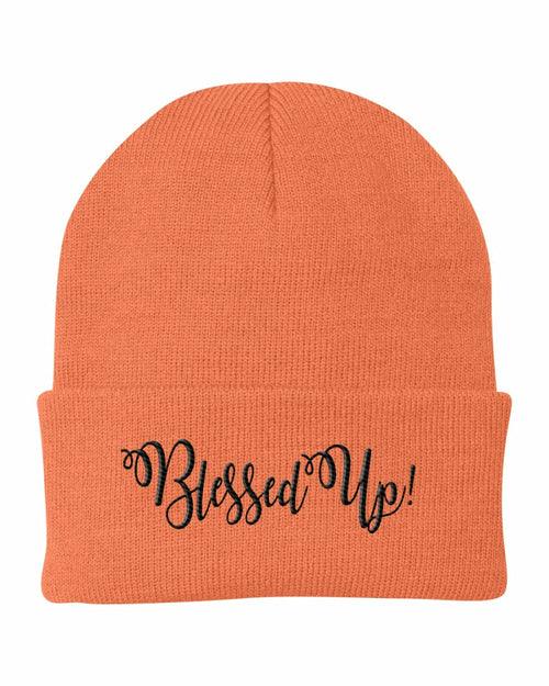 Beanie Cap / Blessed Up Embroidered Graphic - Cuffed Knit Hat - zoter Shop