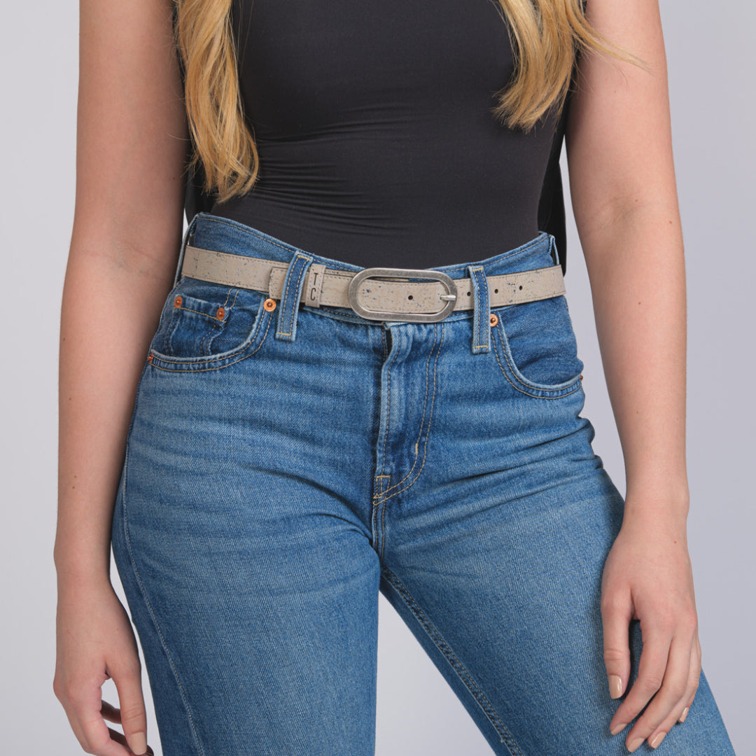 Women's Vegan Cork Leather Belt Belts Tiradia Cork XS / S Gray